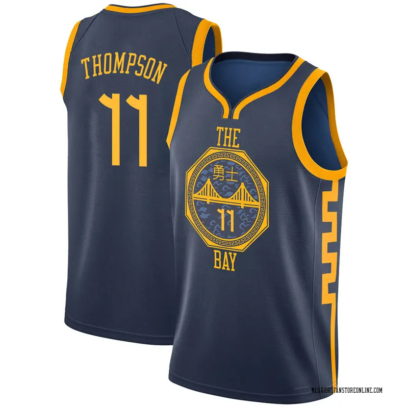 Nike Golden State Warriors Swingman Gold Klay Thompson Navy 2018/19 Jersey - City Edition - Youth