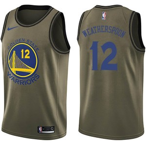 Golden State Warriors Swingman Gold Quinndary Weatherspoon Green Salute to Service Jersey - Men's