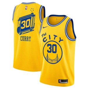 Golden State Warriors Swingman Gold Stephen Curry Hardwood Classics Jersey - The City Classic Edition - Youth