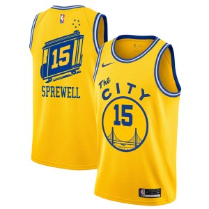 Golden State Warriors Swingman Gold Latrell Sprewell Hardwood Classics Jersey - The City Classic Edition - Youth