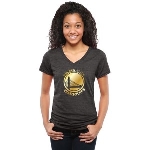 Golden State Warriors Gold Collection V-Neck Tri-Blend T-Shirt - Black - Women's