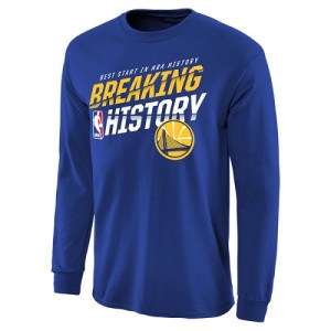 Golden State Warriors Gold Breaking History Long Sleeve T-Shirt - Royal - Men's