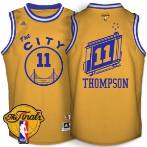 Golden State Warriors Authentic Gold Klay Thompson Throwback The City 2017 The Finals Patch Jersey - Men's