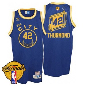 Golden State Warriors Authentic Royal Blue Nate Thurmond Throwback The City 2017 The Finals Patch Jersey - Men's