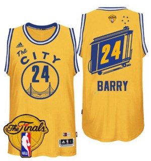 Golden State Warriors Authentic Gold Rick Barry Throwback The City 2017 The Finals Patch Jersey - Men's