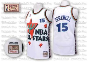 Golden State Warriors Authentic Gold Latrell Sprewell White 1995 All Star Throwback Jersey - Men's
