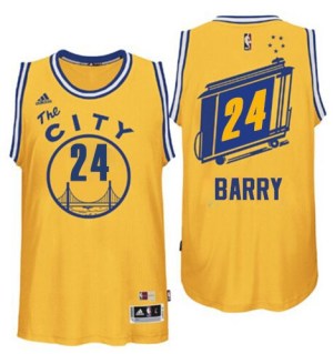 Golden State Warriors Authentic Gold Rick Barry Throwback The City Jersey - Men's